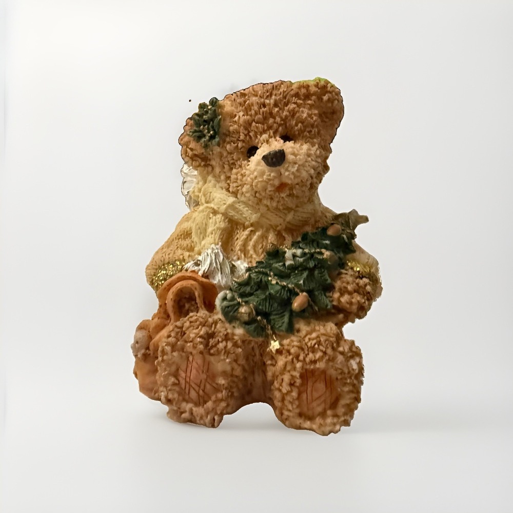 Vintage K's Collection Fancy Bears with Christmas Tree Height 4" 2001